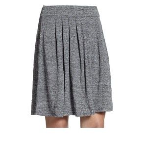 Eileen Fisher 100% linen knit pleated pull on heathered gray skirt Sz xs
